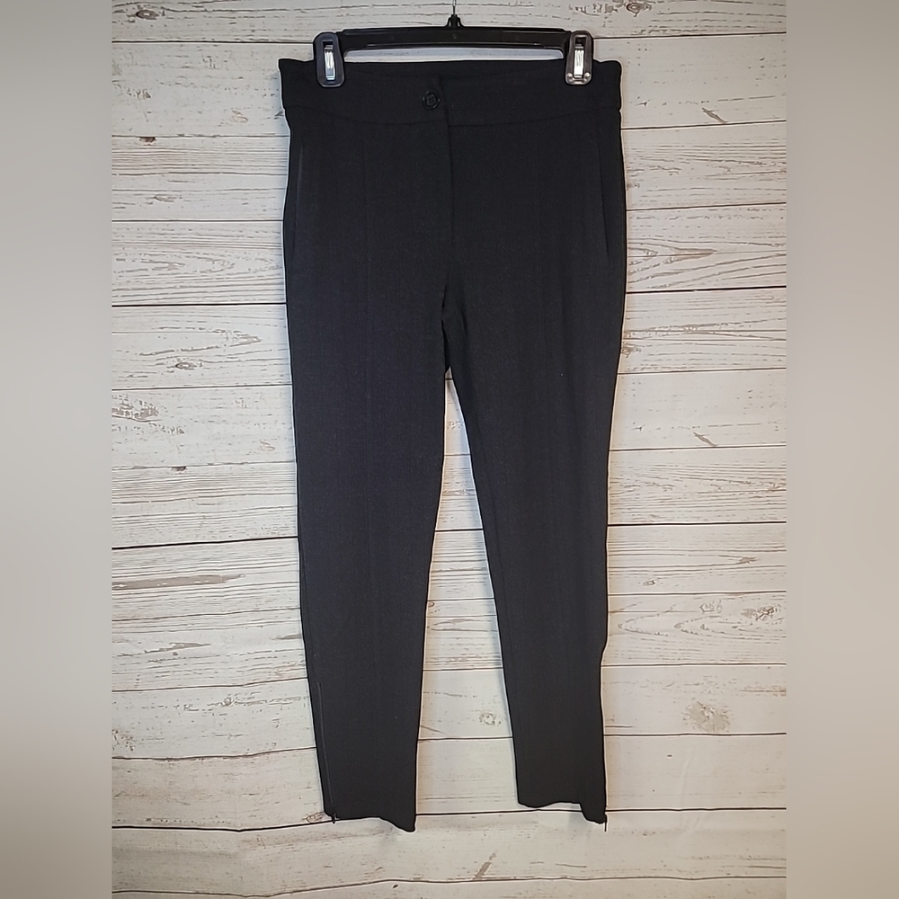 Betabrand women's pointe black pants small straight ankle dress zipper ankle